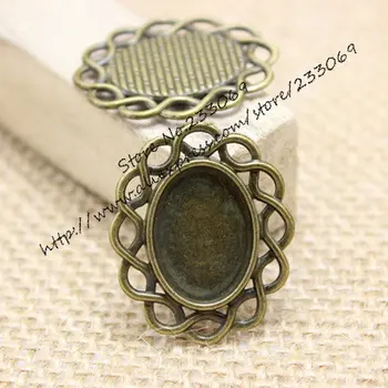 

30pcs/lot Antique Bronze Metal Alloy Lace 25*30mm (Fit 13*18mm DIA) Oval Cabochon Pendant Settings Jewelry Blank Charms T0132