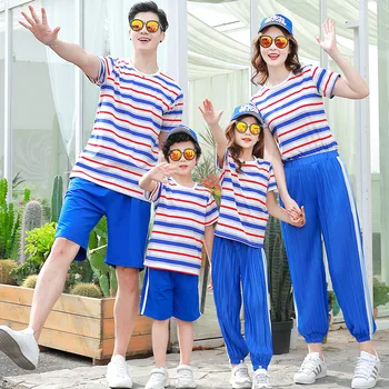 Family Matching Outfits Dad Son Boys Cotton T-Shirt+Shorts 2PCS Set Mom Daughter Tshirt+Loose Trousers Sport Suit Stripe Clothes
Family Matching Outfits Dad Son Boys Cotton T-Shirt+Shorts 2PCS Set Mom Daughter Tshirt+Loose Trousers Sport Suit Stripe Clothes