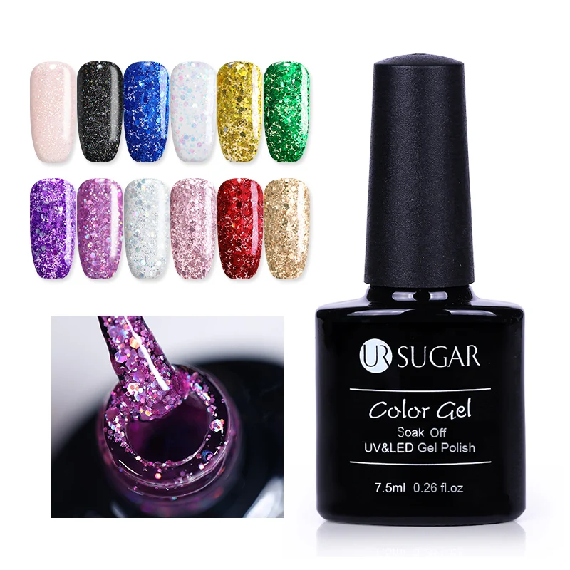 UR SUGAR Glitter Nail Gel Polish Holographic Shining Sequins UV Gel Shiny Nail Art Varnish Soak Off UV Gel Lacquer LED Gel
UR SUGAR Glitter Nail Gel Polish Holographic Shining Sequins UV Gel Shiny Nail Art Varnish Soak Off UV Gel Lacquer LED Gel