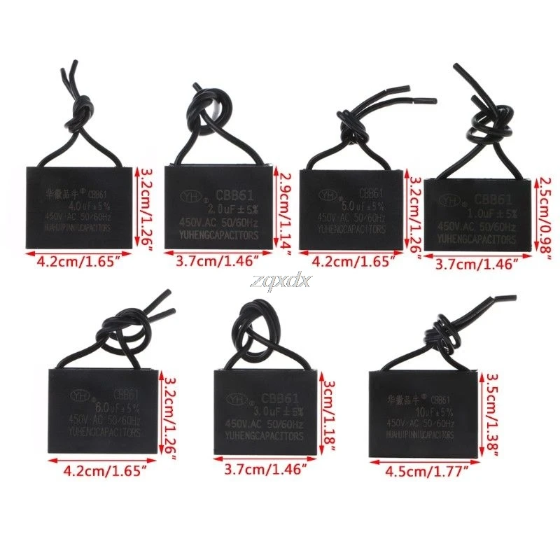 CBB61 450V 1/2/3/4/5/6/10 uF Ceiling Fan Motor Running Starting Capacitor Hot JAN10 Drop ship
CBB61 450V 1/2/3/4/5/6/10 uF Ceiling Fan Motor Running Starting Capacitor Hot JAN10 Drop ship