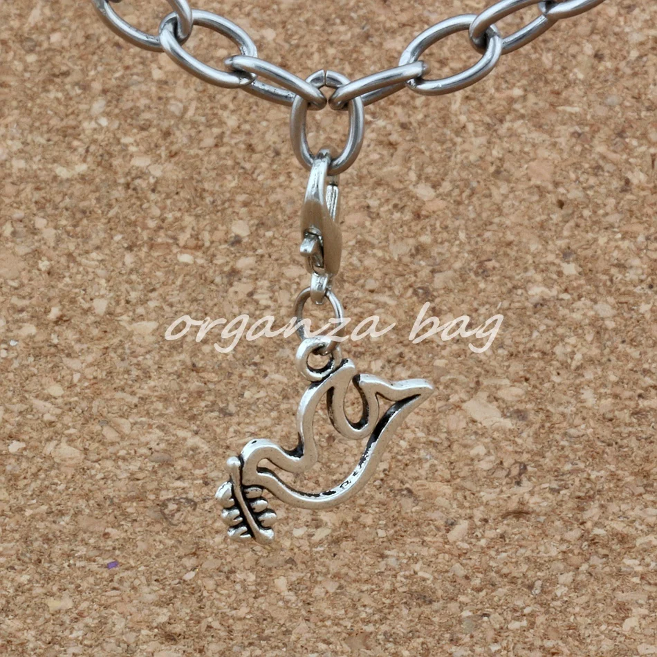 Peace Dove Olives Charms Bead with Lobster clasp Fit Charm Bracelet DIY Jewelry