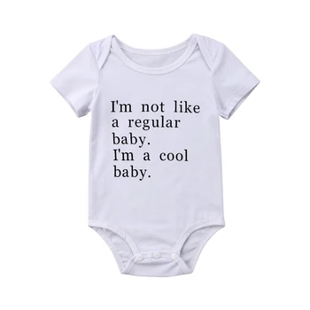 I'm a cool baby Letter Print Newborn Baby Boys Girls Short Sleeves Romper Cotton White Jumpsuit for infant Baby 2018 New 
I'm a cool baby Letter Print Newborn Baby Boys Girls Short Sleeves Romper Cotton White Jumpsuit for infant Baby 2018 New
