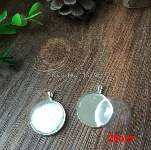 20sets/lot silver plated color 20mm glass dome globe with vial pendant setting base necklace jewelry half glass cover
20sets/lot silver plated color 20mm glass dome globe with vial pendant setting base necklace jewelry half glass cover