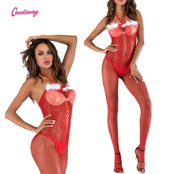 Christmas costume Sexy lingerie White feather Elastic Stockings openwork net flower Sling Open-Back Crotchless Bodystocking
Christmas costume Sexy lingerie White feather Elastic Stockings openwork net flower Sling Open-Back Crotchless Bodystocking