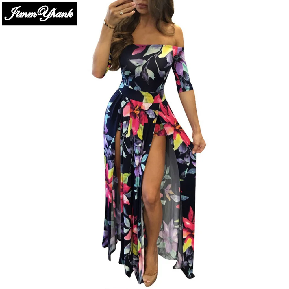 JIMMYHANK 2017 Women Summer Sexy Fashion Shoulder off Side Split Floral Printed Maxi Dress
JIMMYHANK 2017 Women Summer Sexy Fashion Shoulder off Side Split Floral Printed Maxi Dress