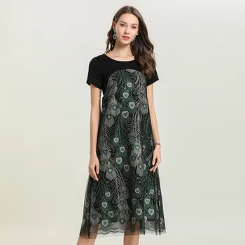 Free shipping New arrival female mesh embroidery long dress contrast color beautiful elegant party dress longos vestidos 4XL5XL
Free shipping New arrival female mesh embroidery long dress contrast color beautiful elegant party dress longos vestidos 4XL5XL