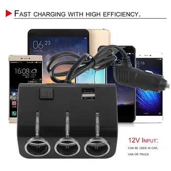 Car Cigarette Lighter Plug Power Adapter Output 120W 5V Dual USB Port 3 Way Car Cigarette Lighter Socket Splitter Charger 12V
Car Cigarette Lighter Plug Power Adapter Output 120W 5V Dual USB Port 3 Way Car Cigarette Lighter Socket Splitter Charger 12V