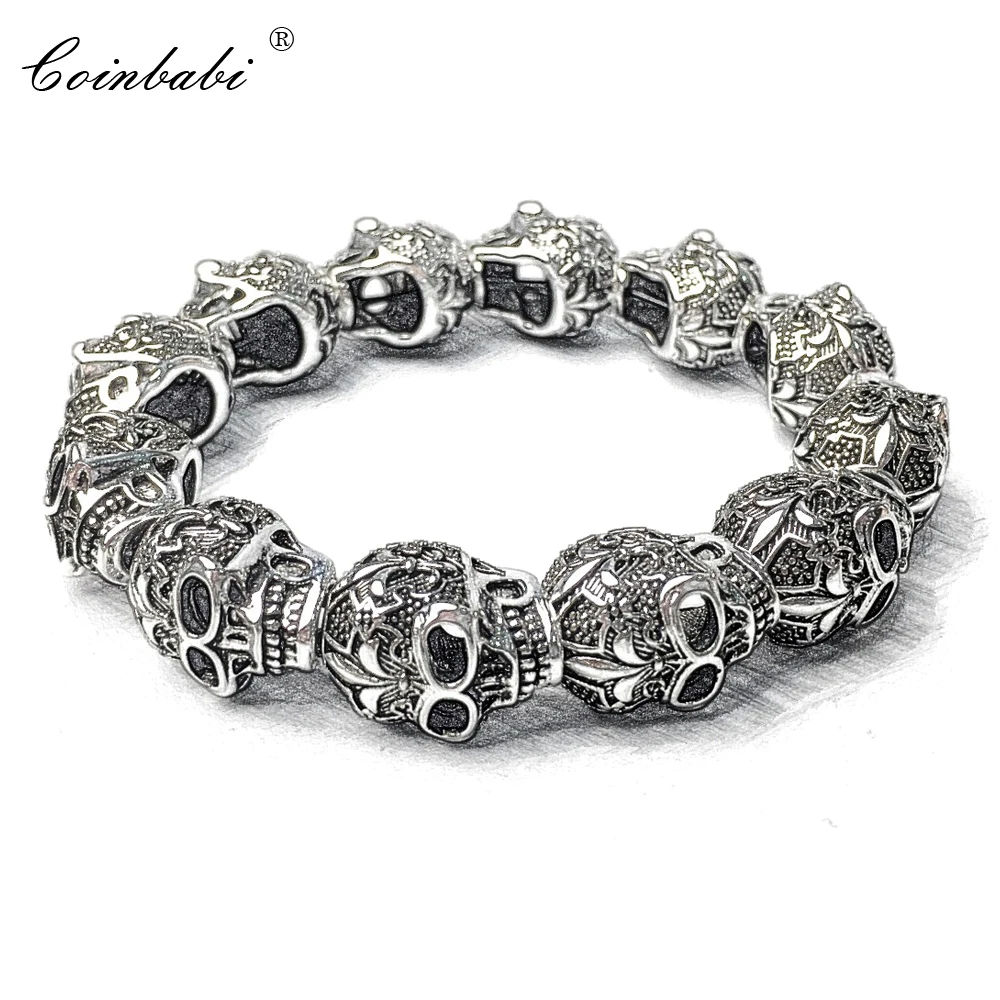 Thomas Silver Fleur-de-lis Lily & Skull Punk Bead Elastic Heart Bracelet,Ts Sterling Silver Rebel Punk Jewelry for Men
Thomas Silver Fleur-de-lis Lily & Skull Punk Bead Elastic Heart Bracelet,Ts Sterling Silver Rebel Punk Jewelry for Men