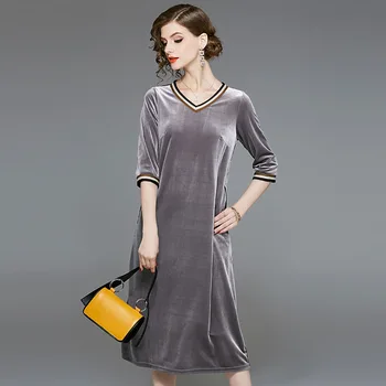Velvet Dress Women Casual Elegant V neck Loose Straight Dress 2019 Fashion Gray Dress Clearance No Exchange No Refund
Velvet Dress Women Casual Elegant V neck Loose Straight Dress 2019 Fashion Gray Dress Clearance No Exchange No Refund
