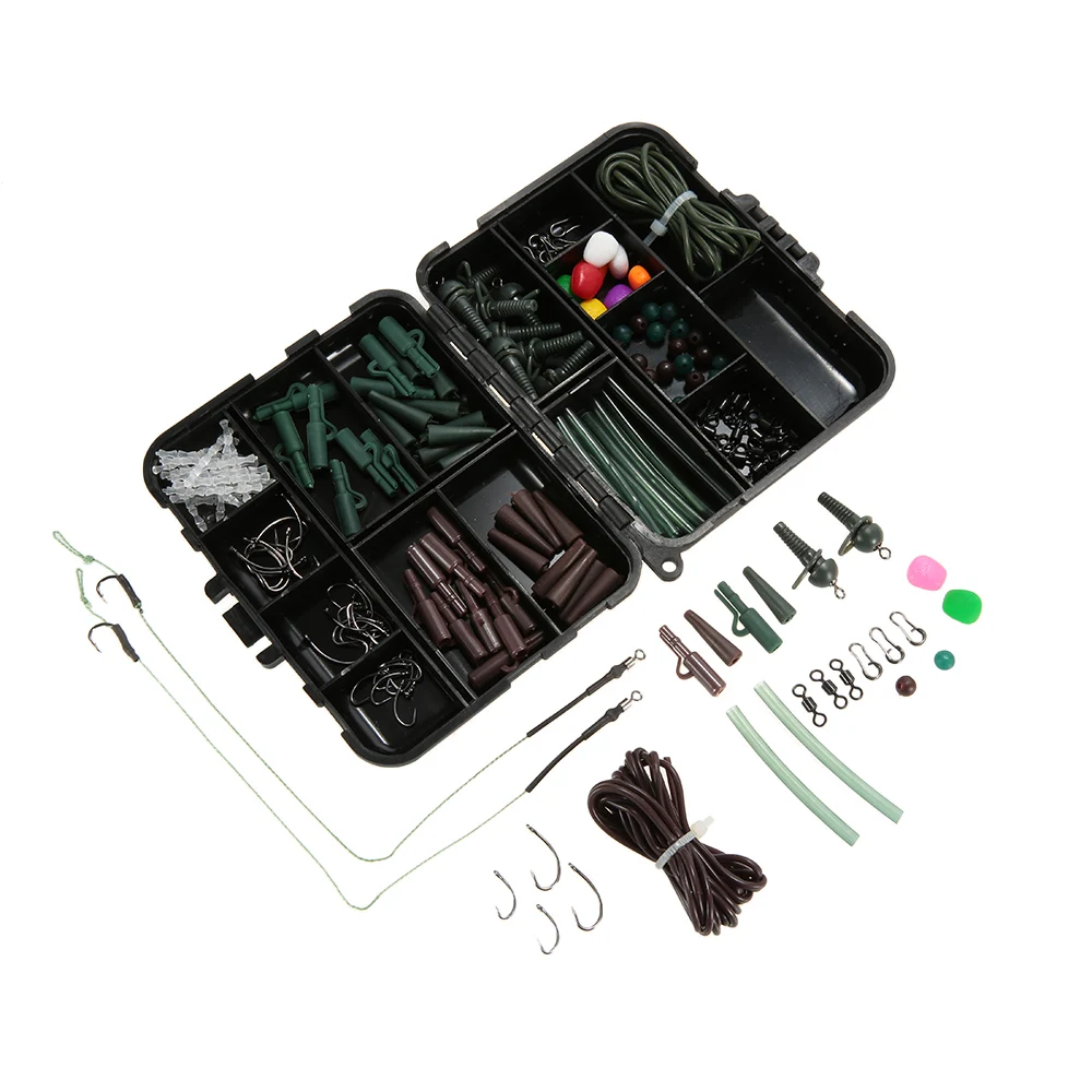 155PCS Carp Fishing Tackle Kit Box Weights Safety Clips Hooks Swivels Hair Rigs Fishing Tackle Box
155PCS Carp Fishing Tackle Kit Box Weights Safety Clips Hooks Swivels Hair Rigs Fishing Tackle Box