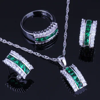 Gallant Green Cubic Zirconia White CZ Silver Plated Jewelry Sets Earrings Pendant Chain Ring V0004
Gallant Green Cubic Zirconia White CZ Silver Plated Jewelry Sets Earrings Pendant Chain Ring V0004
