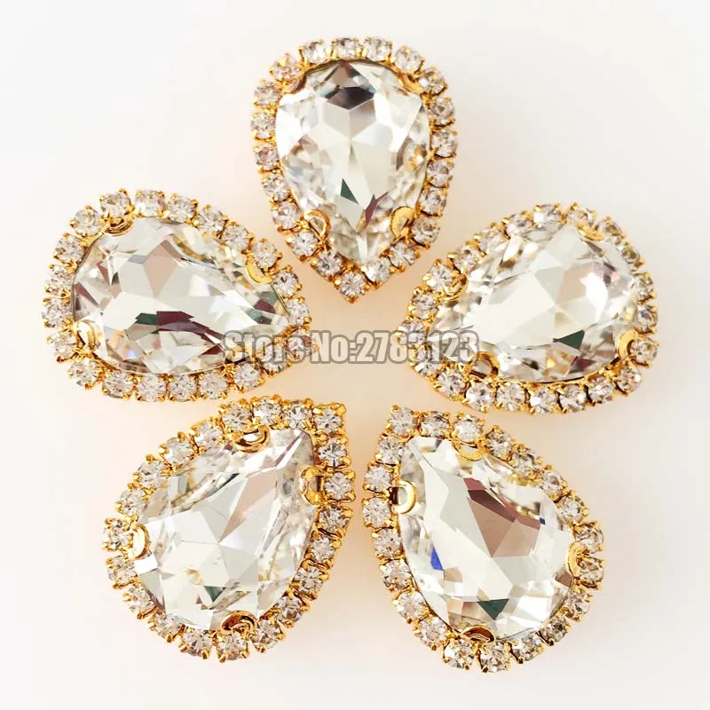 DIY clothing Gold bottom tear drop faltback Crystal button,white AAA+ Glass Crystal sew on rhinestones with claw Free shipping 
DIY clothing Gold bottom tear drop faltback Crystal button,white AAA+ Glass Crystal sew on rhinestones with claw Free shipping