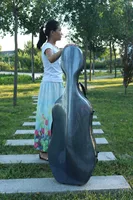 Yinfente 4/4 Cello Case Black Fiber Composite Light Strong Hard Case 4/4 With Wheel straps
