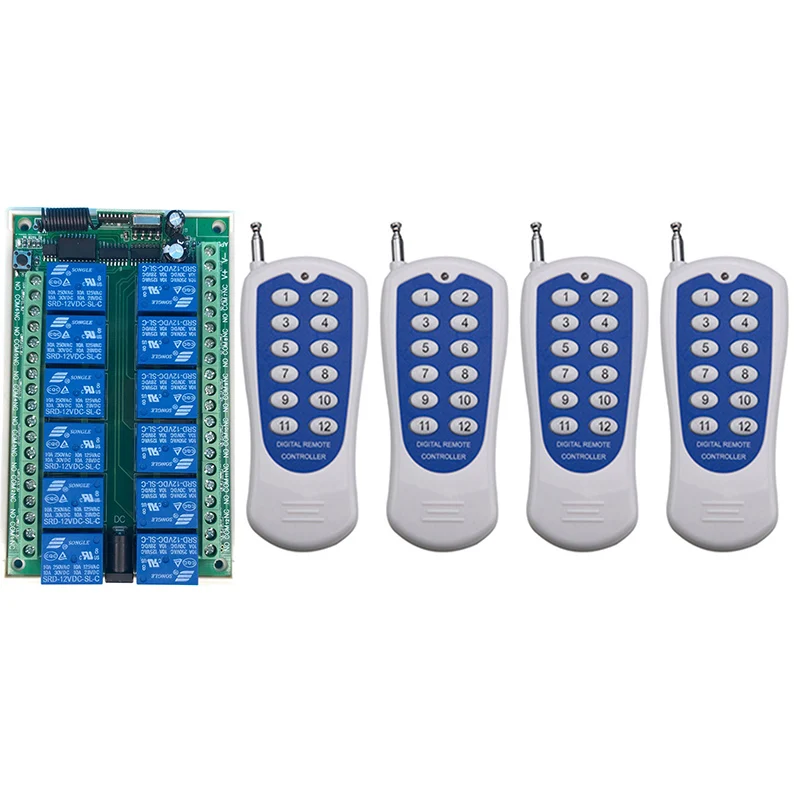 DC 12V 24V 10A 12 CH 12CH RF Wireless Remote Control Switch System Transmitter + Receiver/lamp/Garage Door/shutters/ window
DC 12V 24V 10A 12 CH 12CH RF Wireless Remote Control Switch System Transmitter + Receiver/lamp/Garage Door/shutters/ window