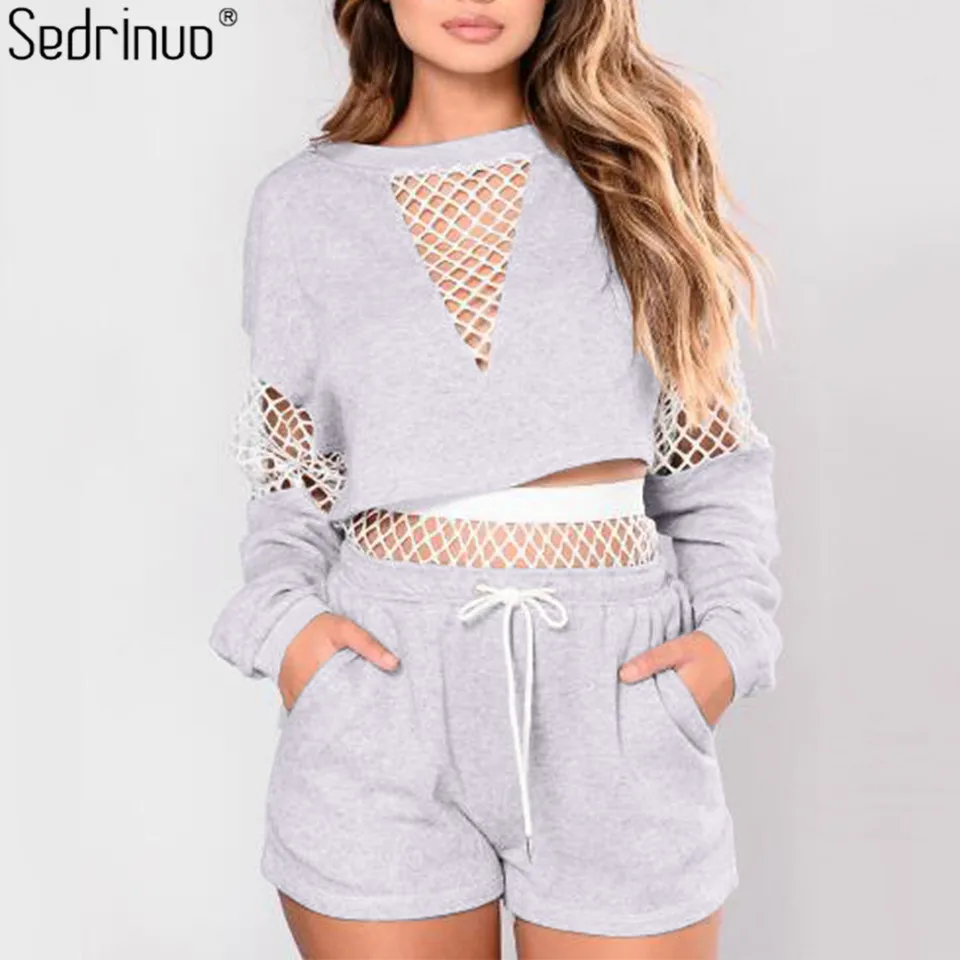 Sedrinuo Casual 2 Piece Outfits for Women Tracksuit Hollow Out Crop Top and Short Pants 2019 Fashion Long Sleeve Track Suit
Sedrinuo Casual 2 Piece Outfits for Women Tracksuit Hollow Out Crop Top and Short Pants 2019 Fashion Long Sleeve Track Suit
