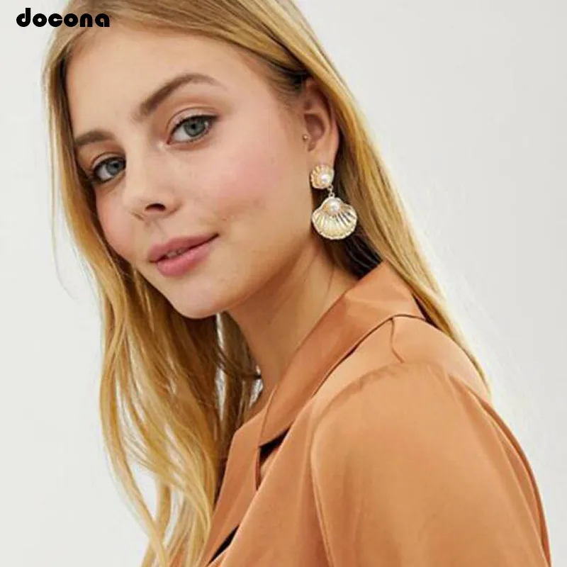 Docona Ocean Beach Gold Color Shell Conch Imitation Pearl Drop Dangle Earrings For Women Boho Party Jewelry Gift F12105
Docona Ocean Beach Gold Color Shell Conch Imitation Pearl Drop Dangle Earrings For Women Boho Party Jewelry Gift F12105
