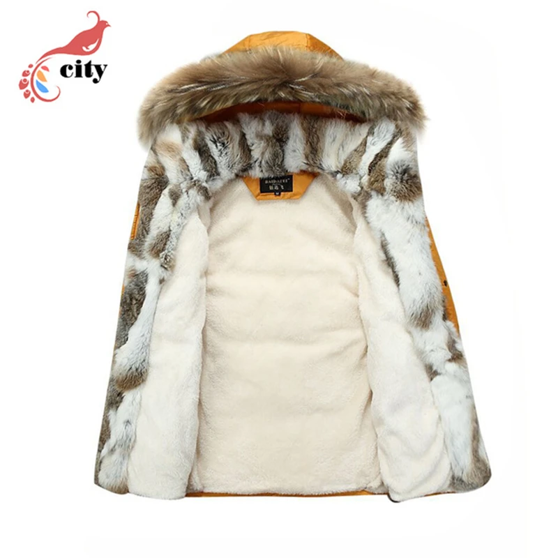 

Natural Rabbit Fur Liner Woman Man Couple Down Parkas ,2018 New Fur Hooded Thick Cotton Coat ,Super Warm Winter Jackets