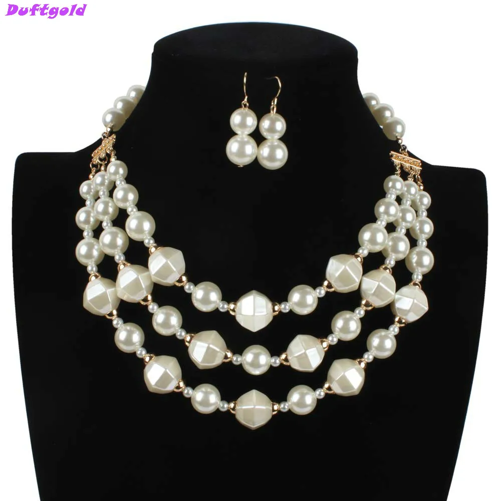 New High Quality Jewelry Set for Parties Multilayer Statement Collares Strand Pearl Necklace Earrings Dubai Gold Women Duftgold
New High Quality Jewelry Set for Parties Multilayer Statement Collares Strand Pearl Necklace Earrings Dubai Gold Women Duftgold