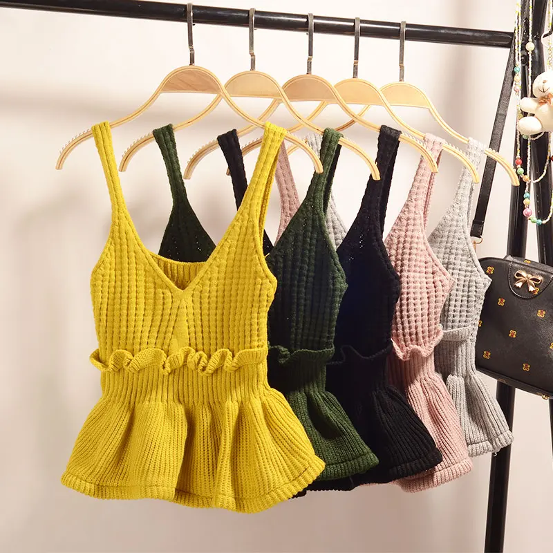Yeeshan Cute Ruffle Vest Knit Crop Sweater Women Yellow Black Nude Pink Striped Korean Style Gilet Jersey Winter Truien Dames Z5
Yeeshan Cute Ruffle Vest Knit Crop Sweater Women Yellow Black Nude Pink Striped Korean Style Gilet Jersey Winter Truien Dames Z5