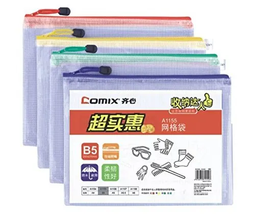 Comix A1156 PVC and Mesh Cloth Zipper Bags A5 (240x165mm) 10pcs Nw:25g/pcs Color Random Free Shipping
Comix A1156 PVC and Mesh Cloth Zipper Bags A5 (240x165mm) 10pcs Nw:25g/pcs Color Random Free Shipping