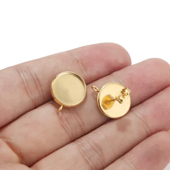 10pcs Stainless Steel Gold Earring Posts Studs Setting Bezels Cabochons Tacks with Loop 12mm Glue Pad Setting Perpendicular Loop
10pcs Stainless Steel Gold Earring Posts Studs Setting Bezels Cabochons Tacks with Loop 12mm Glue Pad Setting Perpendicular Loop