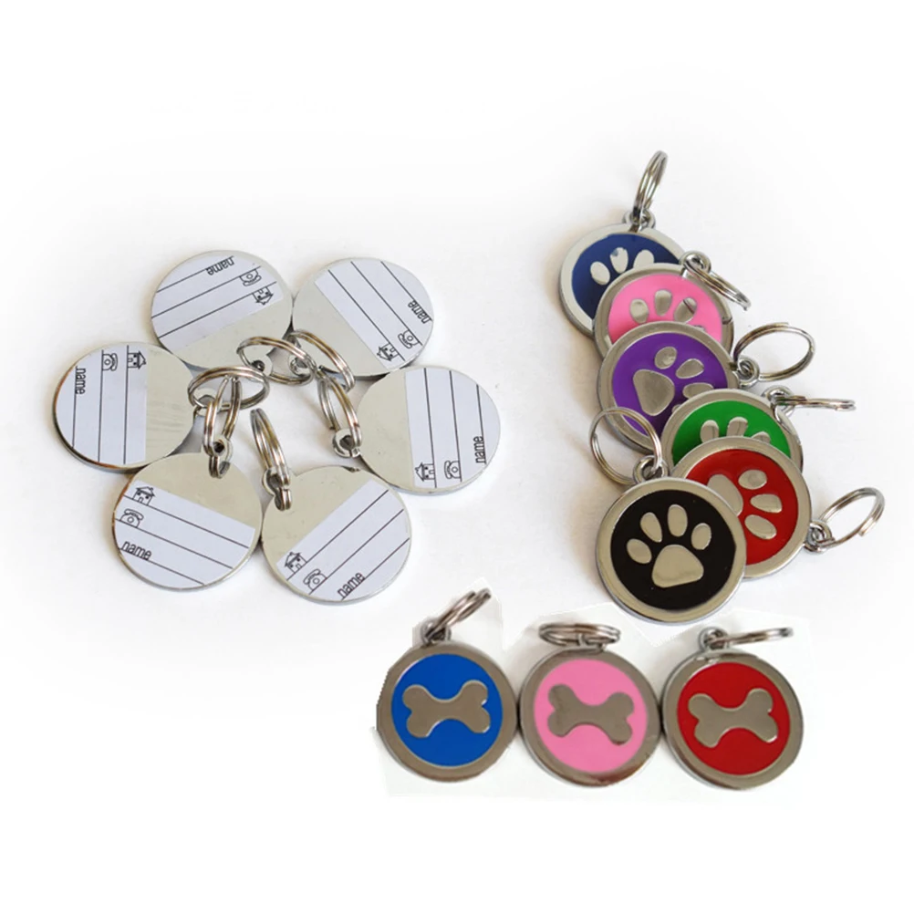 

2017 NEW Lovely Cat Paw Dog Bone Style Pet Name Dog Necklace Tag Pets Identity Card For Pets Fashion Key Chain