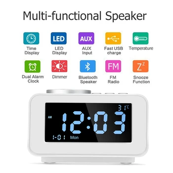 Wireless Bluetooth Speaker Alarm Clock FM Radio USB Charging Port U Disk TF Card MP3 Player with Microphone LED Display Desktop
Wireless Bluetooth Speaker Alarm Clock FM Radio USB Charging Port U Disk TF Card MP3 Player with Microphone LED Display Desktop