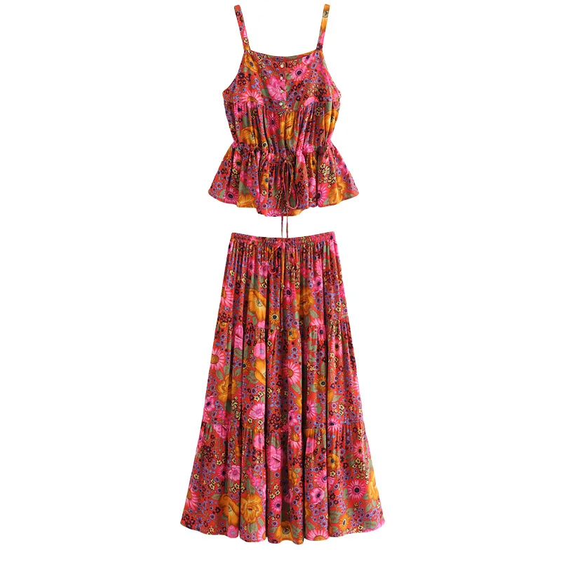 Fashion suit female print sling high waist big swing skirt two-piece temperament casual women's 2019 spring and summer new style
Fashion suit female print sling high waist big swing skirt two-piece temperament casual women's 2019 spring and summer new style