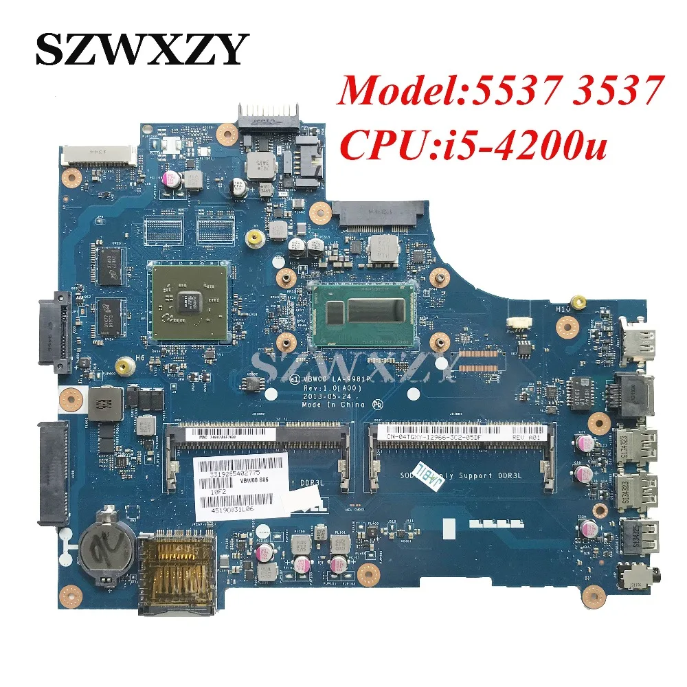 Фото Для DELL 3537 5537 материнская плата для ноутбука CN-04TGXY 04TGXY 4TGXY LA-9981P DDR3L с процессором SR170