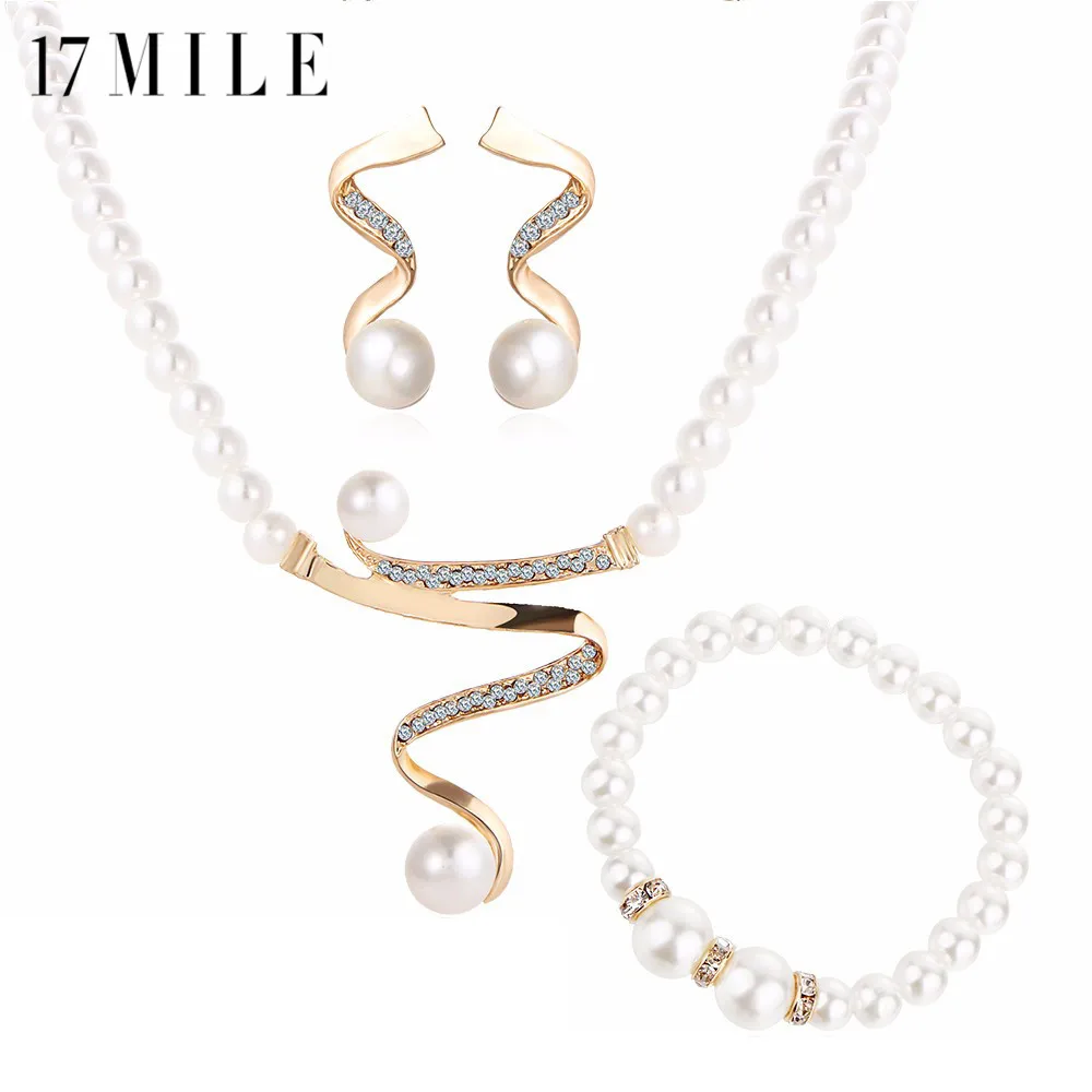 17MILE Fashion Simulated Pearl Jewelry Sets For Women Wedding Bridal Crystal Gold Color Necklaces Earrings Bracelets Jewelry New
17MILE Fashion Simulated Pearl Jewelry Sets For Women Wedding Bridal Crystal Gold Color Necklaces Earrings Bracelets Jewelry New