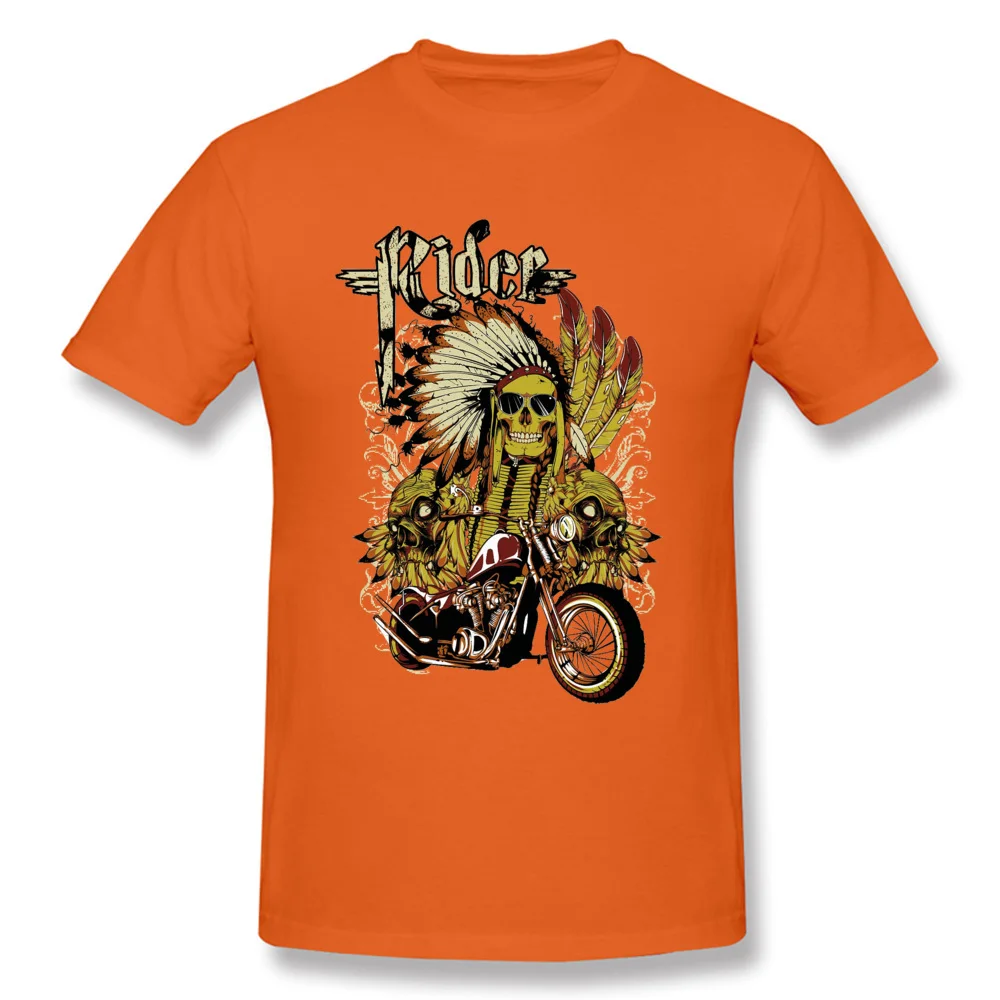Indian-rider Short Sleeve Tops T Shirt NEW YEAR DAY Round Neck Cotton Fabric Men Tshirts Fitness Tight Tops Tees 2018 Newest Indian-rider orange