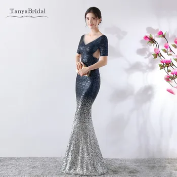 Blue and Silver Sequined Bridesmaid Dresses Short Sleeve Cut Away Elegant Beaded Formal Party Dress Vestido De Festa DB012
Blue and Silver Sequined Bridesmaid Dresses Short Sleeve Cut Away Elegant Beaded Formal Party Dress Vestido De Festa DB012