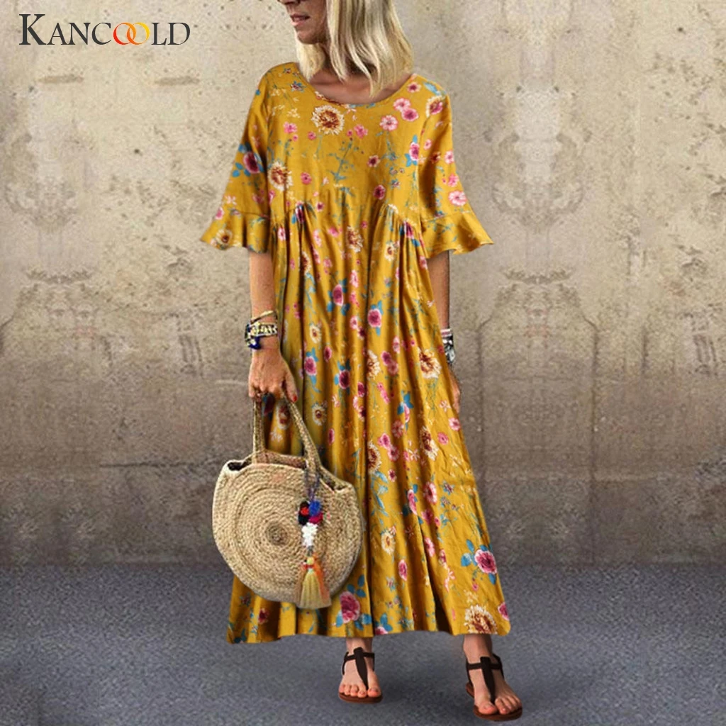 KANCOOLD dress Women Vintage Leisure Trumpet Sleeve O-Neck Dress Broken Flower Print Long fashion new dress women 2019Apr29
KANCOOLD dress Women Vintage Leisure Trumpet Sleeve O-Neck Dress Broken Flower Print Long fashion new dress women 2019Apr29