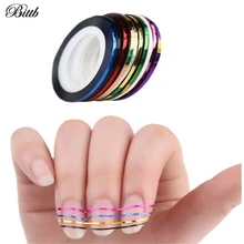 10 pièces Rouleaux Ligne De Bande De Rayure Ongles Rouleaux Rayures Manucure Ligne de Ruban bricolage Décoration D'ongle Outil Nail Art Autocollants(China)