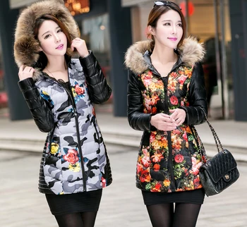 Pu down wadded jacket female medium-long plus size cotton-padded jacket slim 2018 print raccoon fur leather thickening Overcoat
Pu down wadded jacket female medium-long plus size cotton-padded jacket slim 2018 print raccoon fur leather thickening Overcoat