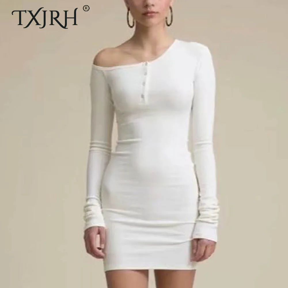 TXJRH Sexy Oblique Off Shoulder Stretch Thread Knitted Long Sleeve Mini Dress 2019 New Women Package Hips Short Dress 5 Colors
TXJRH Sexy Oblique Off Shoulder Stretch Thread Knitted Long Sleeve Mini Dress 2019 New Women Package Hips Short Dress 5 Colors