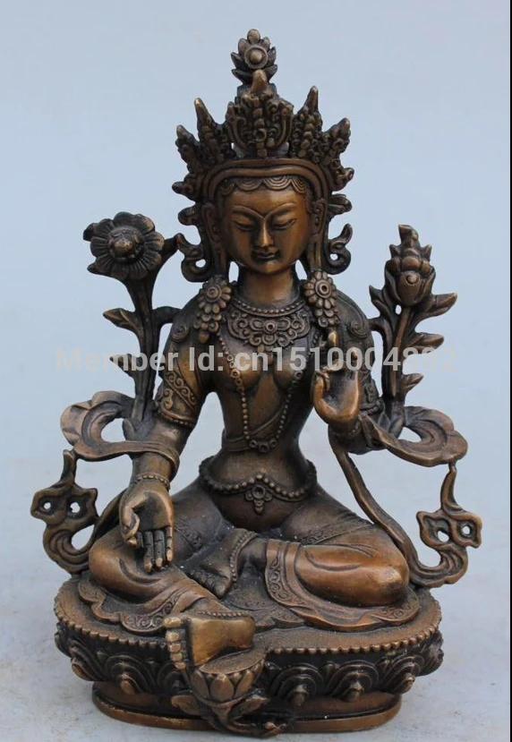

shitou 0038 Tibetan Buddhism Bronze Green Tara God Godness Kwan-yin Buddha Statue