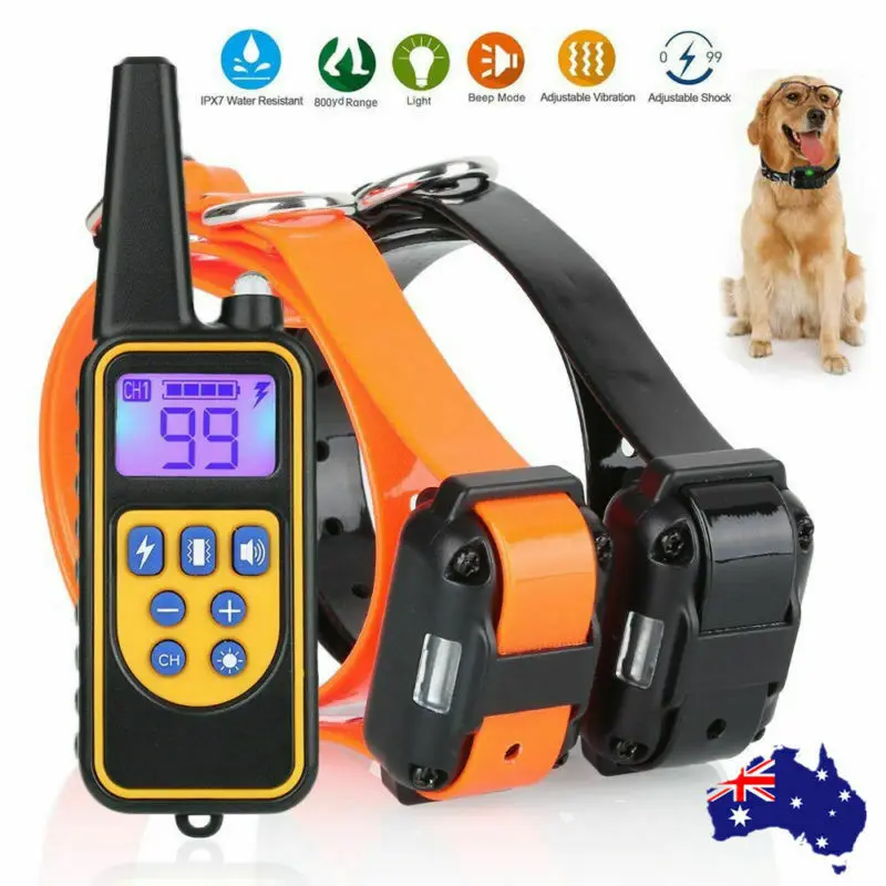 

Electric Dog Training Collar 800 Meters Remote Control Bark Stop IP6X Rechargeable Waterproof Dog Shock Collar Vibration Sound