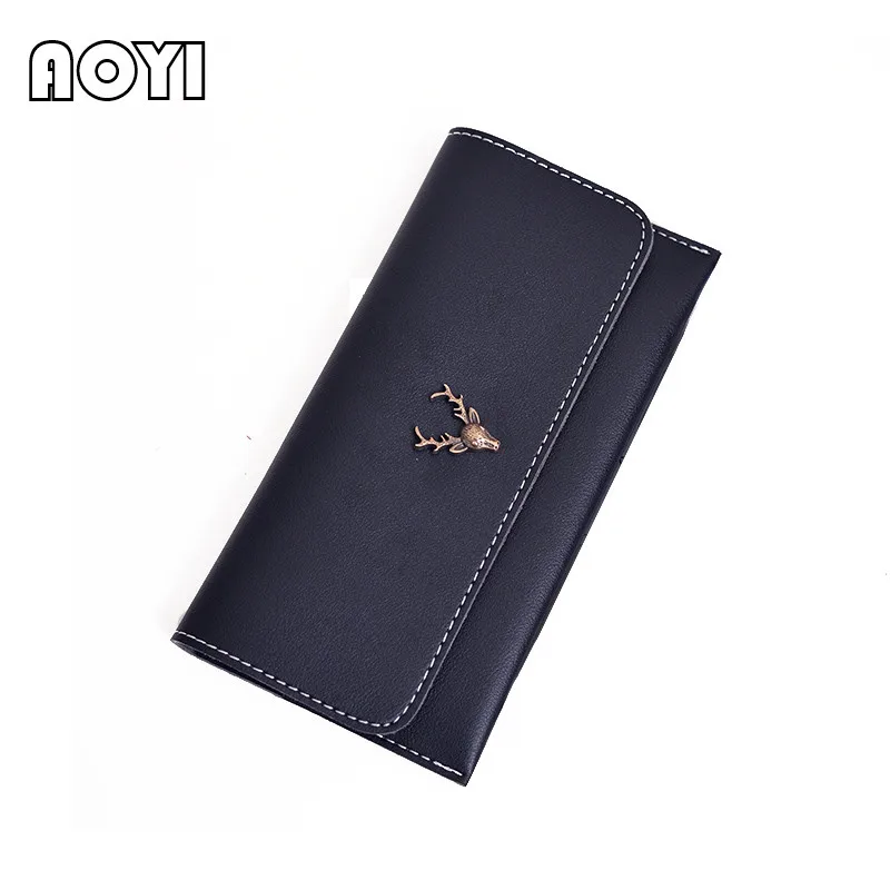 AOYI Brand Leather Women Wallet Long Thin Purse Multiple Cards Holder Clutch Bag Fashion Standard Wallet Women Purse