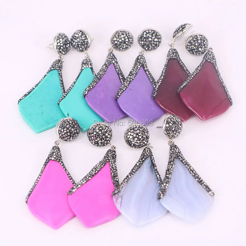 5Pairs Mix Color Slice Stone Drop Point Earrings, Pave Rhinestone Dangle Earring for women jewelry
5Pairs Mix Color Slice Stone Drop Point Earrings, Pave Rhinestone Dangle Earring for women jewelry