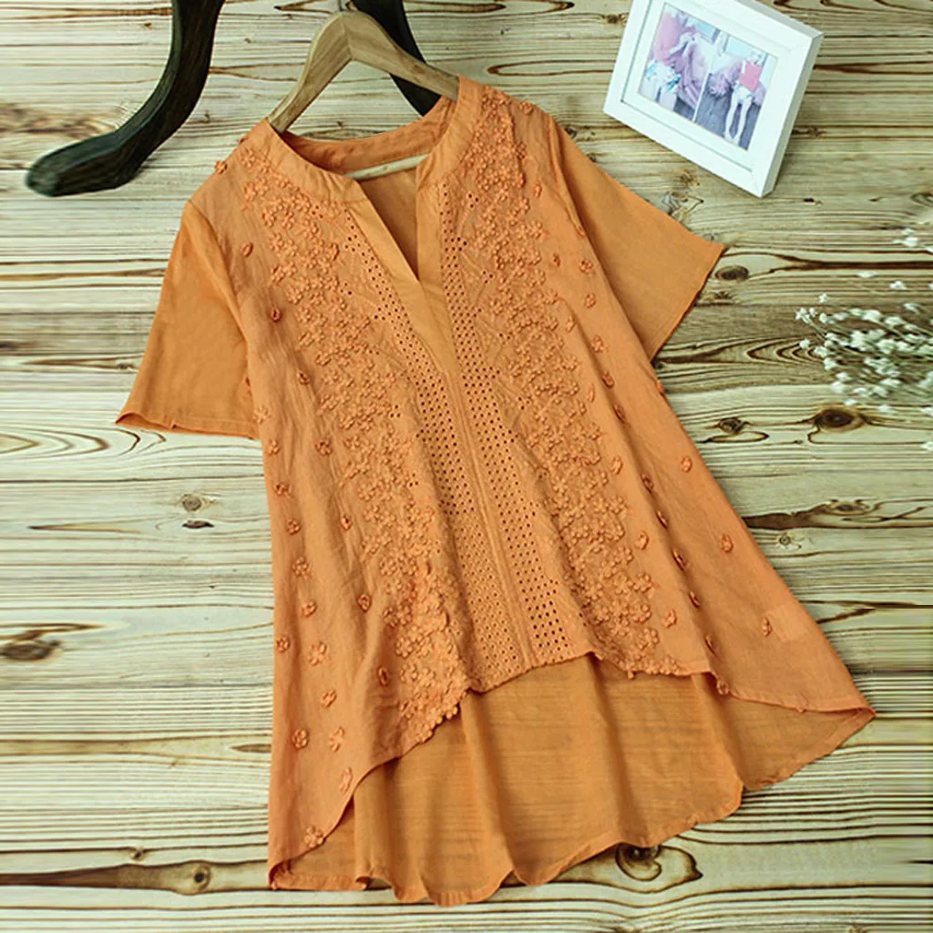 Women blouse Vintage Embroidery Casual V-Neck Short Sleeve Linen Top Shirt Blouse womens tops and blusas mujer de moda 2019 NEW
Women blouse Vintage Embroidery Casual V-Neck Short Sleeve Linen Top Shirt Blouse womens tops and blusas mujer de moda 2019 NEW