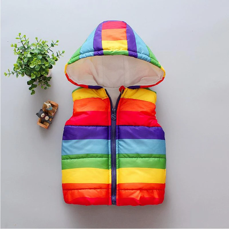 Winter Warm Kids Rainbow Vests Boys Girls Autumn Outerwear Children Sleeveless Hooded Jackets Parkas Gilet Baby Cotton Coats
Winter Warm Kids Rainbow Vests Boys Girls Autumn Outerwear Children Sleeveless Hooded Jackets Parkas Gilet Baby Cotton Coats