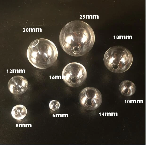 50piece 6-25mm hollow glass ball beads with hole round bubble vial globe orbs jewelry findings locket different size | Украшения и