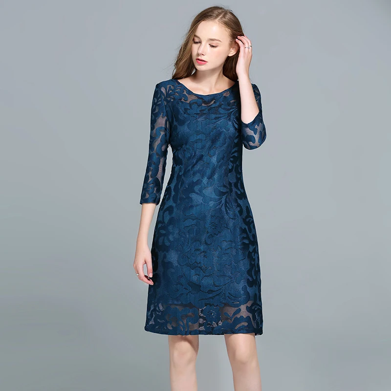 2019 plus size women hollow lace OL dress O neck three quarters sleeves spring autumn elegant women's floral lace dresses blue
2019 plus size women hollow lace OL dress O neck three quarters sleeves spring autumn elegant women's floral lace dresses blue