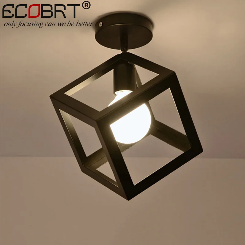 ECOBRT Nordic style black ceiling lights with E27 Socket fashionable iron restaurant balcony study ceiling lighting fixtures