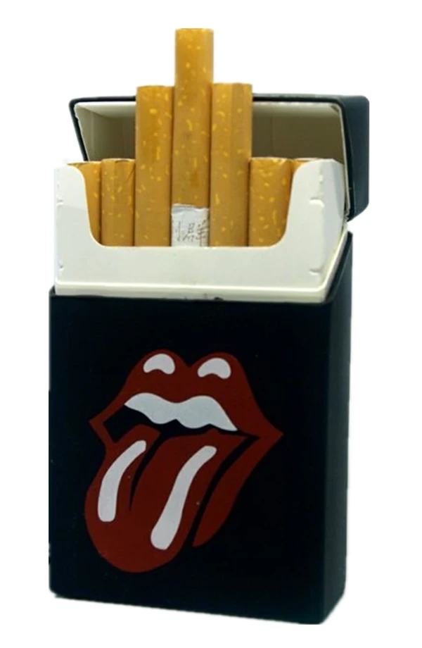 Женский чехол для сигарет с Роллинг стонами украшенный роком курения красный