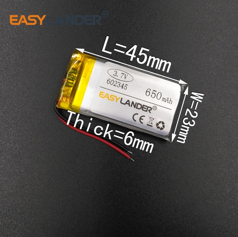3.7V 602345 650mAh Rechargeable li Polymer Li-ion Battery For DVR RECORD MP3 MP4 TOY GPS SPORT CAMERA Traffic record 062345
3.7V 602345 650mAh Rechargeable li Polymer Li-ion Battery For DVR RECORD MP3 MP4 TOY GPS SPORT CAMERA Traffic record 062345