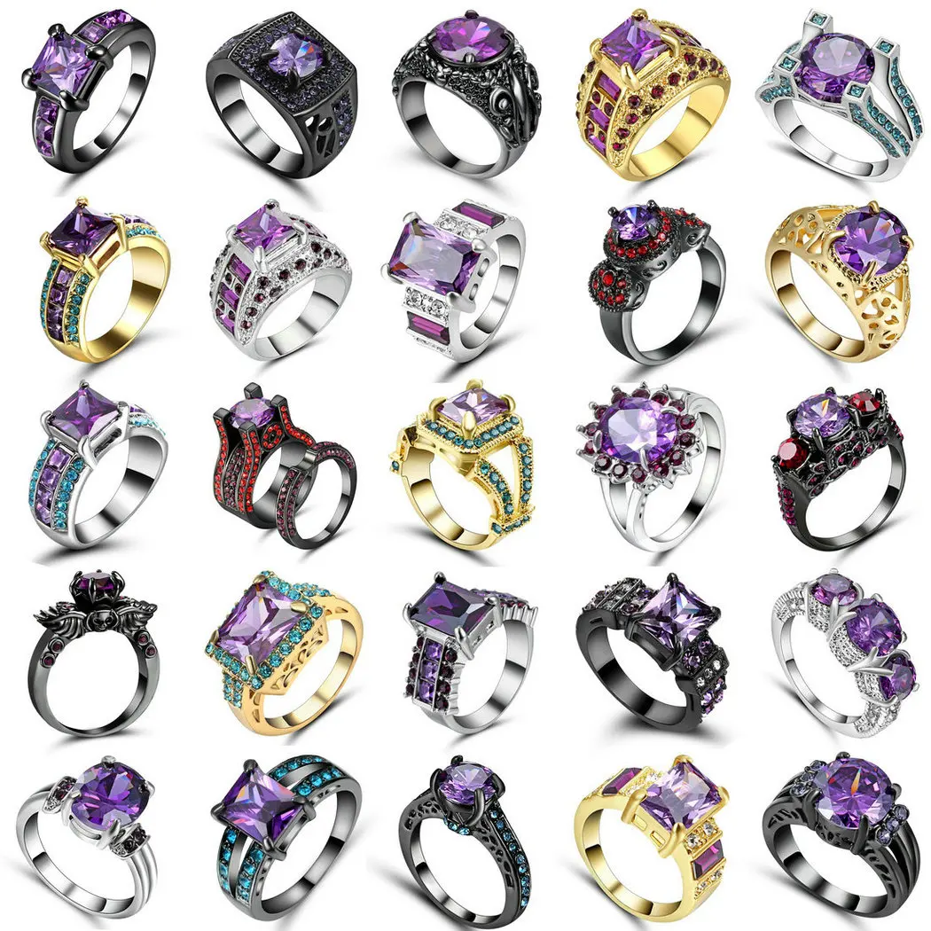 Fashion Simple Silver Gold Black Color Purple Crystal Zircon Wedding Ring For Women Female Engagement Party Rings Jewelry Size 8
Fashion Simple Silver Gold Black Color Purple Crystal Zircon Wedding Ring For Women Female Engagement Party Rings Jewelry Size 8