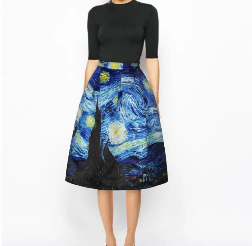 Fashion Satin For Women Vintage Van Gogh Starry Sky Oil Painting 3D Print High Waist Skirt Rockabilly Tutu Retro Luxurious Skirt
Fashion Satin For Women Vintage Van Gogh Starry Sky Oil Painting 3D Print High Waist Skirt Rockabilly Tutu Retro Luxurious Skirt
