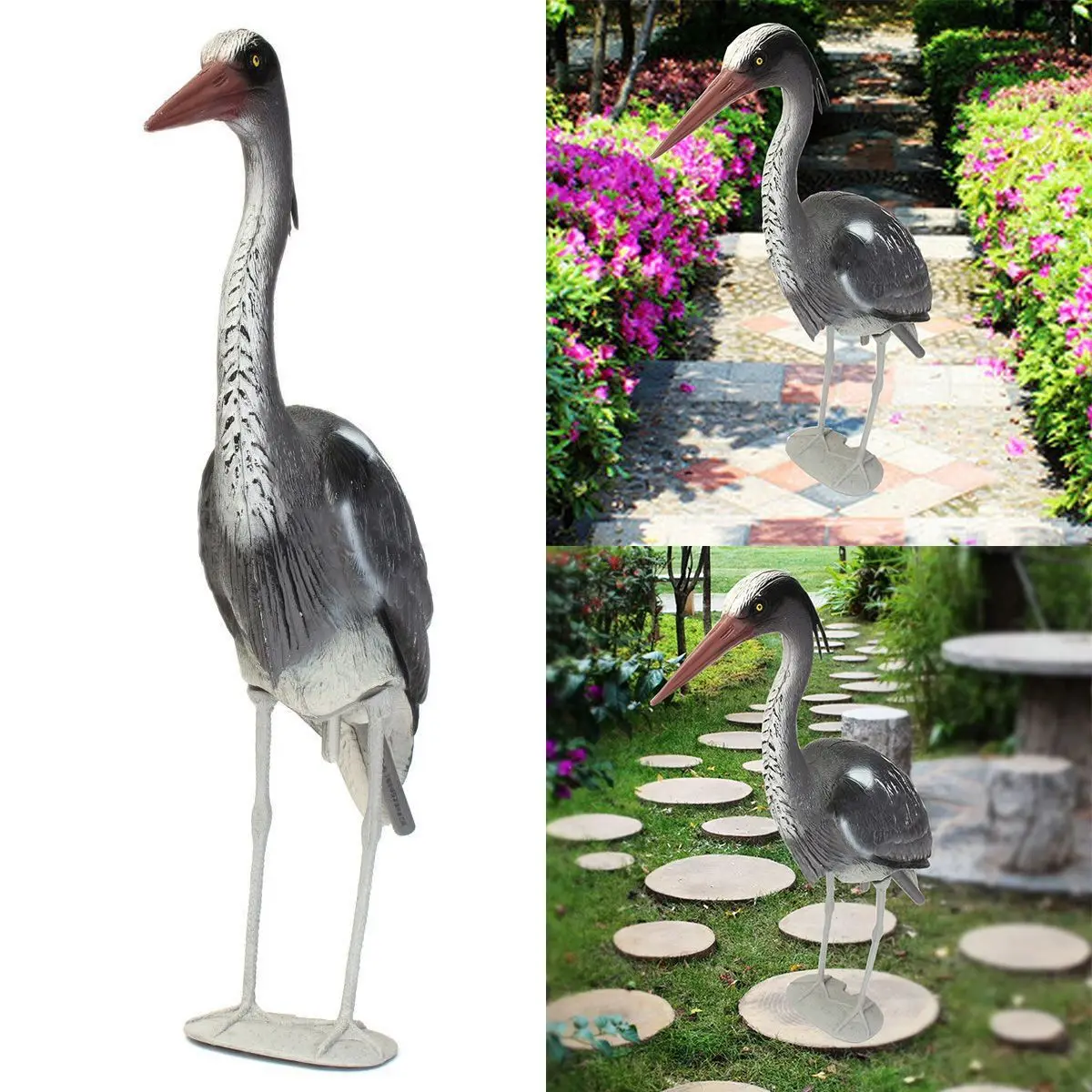 Lifelike Large Plastic Resin Decoy Heron Garden Ornament Bird Scarer Fish Pond Garden decoration